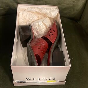 Red Leather Mules by Westies